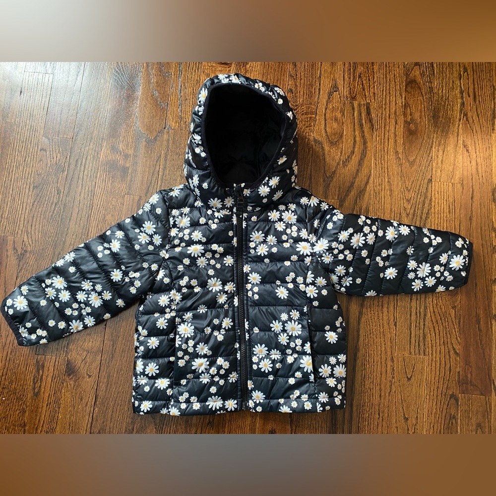 toddler girls hooded jacket size 3T Lightweight “packable” daisy floral print - Picture 12 of 15